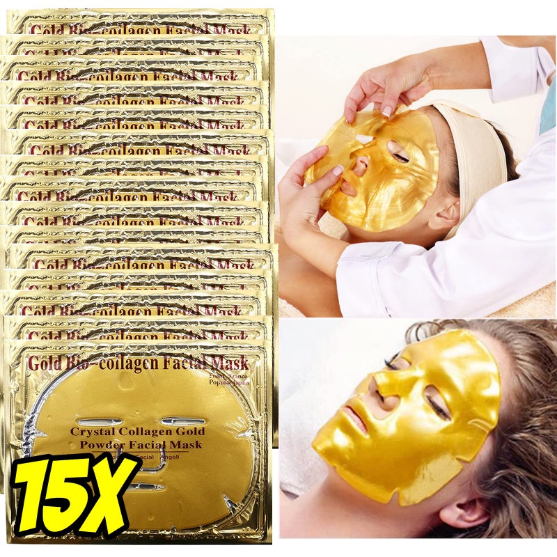 Nielies 24K Collagen Facial Mask 15 PCS Anti Wrinkle Firm Skin  Hydrating Skin Anti Aging Puffiness Mask for Revitalizing